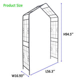 Metal Garden Arch L56.3'' x W16.93'' x H94.5'' Climbing Plants Support Rose Arch Outdoor Black 14900474