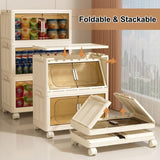 19.69" Side Wide Folding Storage Cabinet ,5 Tiers,19.69"11.81"50.00",Collapsible Storage Bins with 06151378