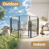 ZNTS 8 Panels Heavy Duty Metal Playpen with door,39.37"H Dog Fence Pet Exercise Pen for Outdoor, Indoor 94098945