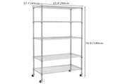 5-Tier NSF-Certified Steel Wire Shelving with Wheels Chrome 74365237