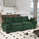 U-Style 85.4" Modern Curved Sofa, Back Upholstered Couch with 2 Decorative Throw Pillows, Corduroy N711P192059C