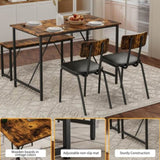 4 Piece Dining Table Set, Kitchen Table and 2 Chairs for 4 with Bench for Home, Kitchen, Living W578P150068
