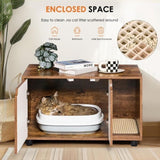 ZNTS Cat Litter Box Enclosure, Hidden Cat Washroom, Kitty End Table, Furniture Style with Double W1687P181870