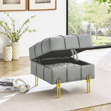 22 inches Anti-scratch Leather Storage Ottoman, Pet Friendly Entryway Bench with Golden Stainless W1191P196354
