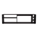 Suxta 63" Wide Tv Stand with Three Open Shelves and Three Bottle Cubbies, Cable Management, Bar Tv B070P254799