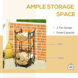 Firewood Rack with Fireplace Tools, Indoor Outdoor Firewood Holder, Flat Bottom with 2 Tiers for W2225142610