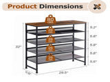 5-Tier Shoe Rack with Wooden Top, Metal Storage Shelf for 16-20 Pairs, Rust-Resistant Entryway Shoe 80005378