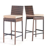 ZNTS Set of 2 Patio Wicker Barstools, Outdoor Bar Height Chairs with Seat Cushions & Footrests for Patio 55928616