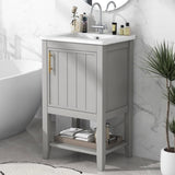 20" Bathroom Vanity with Sink, Bathroom Cabinet with Soft Closing Door, Storage Rack and Open Shelf, WF308492AAE