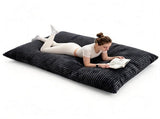 Dark Gray Convertible Corduroy Bean Bag Sofa for Adults, 76.5x55 Inch Sponge Filling Foldable 43340886