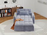 Corduroy Pull-Out Sleeper Chair With Pillow, Brushed Stainless Steel Cup Holder, Phone Stand & Usb 63924354