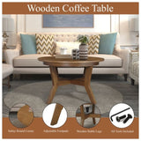 ZNTS 32inch Wood Round Coffee Table for Living Room,Mid Century Farmhouse Circle Wooden Coffee Tables for 05049710