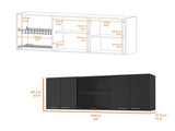 Shelton 59-inch Two Center Glass Doors Wall Cabinet Black Wengue B06280518