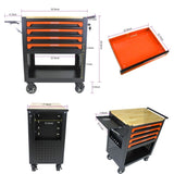 4 DRAWERS MULTIFUNCTIONAL TOOL CART WITH WHEELS AND WOODEN TOP-ORANGE W1102111186