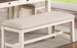 ZNTS White Classic 1PC BENCH Rubberwood Beige Fabric Cushion Seats Dining Room Furniture Bench B011120835