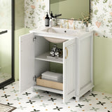 30 Inch Bathroom Vanity with Ceramic Sink, Freestanding Bathroom Vanity Set with Hidden Drawer, N710P192538K
