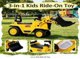 3 in 1 Ride On Toy Bulldozer Digger Tractor Pulling Cart for Backyard Sandbox Pretend Play 28562937