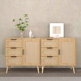 Modern Rattan Wood Dresser Wood Storage Cabinet Sideboard for Bedroom, Living Room, Entryway, W808P212693