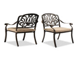 Set of 2 Cast Aluminum Patio Dining Chairs with Cushions, Stackable Outdoor Bistro Chairs for 96662218