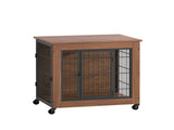 27.2" Dog Crate Furniture with Wheels for Small Dogs, Heavy Duty Dog Kennel Indoor with 2 Doors, 94926706