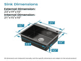 23"x19" Undermount Kitchen Sink Stainless Steel Under Counter Deep Single Bowl Undermount Sink Basin T3177P286027