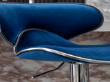 Masaccio Velvet Upholstered Adjustable Swivel Barstool, Set of 2, Blue T2574P164844