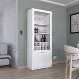 Nero 74-Inch Tall Bar Cabinet 4-Tier Modern Bar Cabinet with Glass Holder Stemware Rack, Wine B200P188834