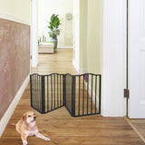 Pet Gate - Dog Gate for Doorways, Stairs or House - Freestanding, Folding, brown, Arc Wooden W49530789