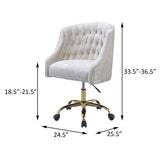 ZNTS Vintage Cream and Gold Tufted Back Office Chair B062P182759