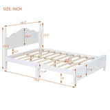 Full Size Wood Platform Bed Frame,Retro Style Platform Bed with Wooden Slat Support,White WF308186AAK