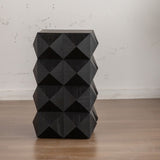 23.62"Height Three-dimensional Embossed Pattern Design Retro Side Table Retro Furniture Black W757P183205