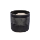 Handmade Black Glazed Ceramic Planter Set of 3, 9" 7" 6" Diameter, Grid Pattern, for Succulents & W3273P322258