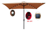 10 x 6.5t Rectangular Patio Solar LED Lighted Outdoor Market Umbrellas with Crank & Push Button Tilt W65627953