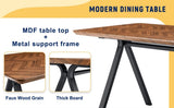 Dark Brown Herringbone Pattern MDF Dining Table - A Perfect Match for Modern Minimalist and W3226P279049