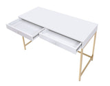 Ottey White High Gloss & Gold Finish Vanity Desk B2726P315732