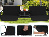 2 Seater Porch Swing Chair with Handy Storage and 360&deg Rotatable Tray Black 77579737