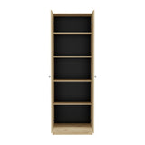 Multistorage Cabinet 71" H, Two Doors, Five Internal Shelves, Light Oak / Black B097132950