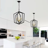 18.11" Matte Black Gold Chandelier for Dining Room, 4-Light Kitchen Chandelier Light Fixture W1592P209857