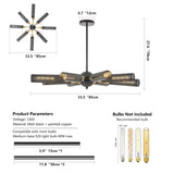 Modern Industrial Sputnik Chandelier, 8-Light Black and Gold Metal Pendant Light with Mesh Shades, W1340P233175