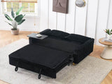 The pull-out push-in black corduroy sofa with dual functions, equipped with a movable tabletop W1278P248131