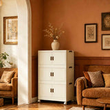 4 Tier Large Foldable Storage Cabinet with Wheels,Stackable Organizer Box for Kitchen Bathroom 13673995