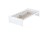 Twin Size Bed with 2 Drawers, Solid Rubber Wood Bed,White W504P313037