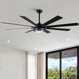 ZNTS 72" Integrated LED Matte Black Large Smart Ceiling Fan with Remote Control W1367139019