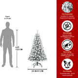 5FT Flocked Christmas Tree Artificial Snowy Holiday Tree with 407 Tips, Full Shape PVC, Sturdy 77059771