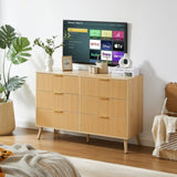 Bedroom Dresser, 6 Double Dressers with Wavy Drawers, Wooden Chest of Drawers for Children's Room, W1162P190403