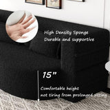 Modern Floor Sofa with 2 Pillows,Convertible Teddy Fabric Foam-Filled Sleeper Sofa Bed,15" Full Size W1885P308288
