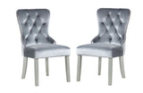 Glam Dark Gray Flannelette 2pcs Side Chairs Acrylic Tufted Upholstered Dining Chairs Wingback Design B2741P306177