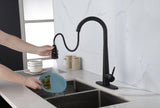 ZNTS Black Kitchen Faucets with Pull Down Sprayer, Kitchen Sink Faucet with Pull Out Sprayer, Fingerprint K-4012-MB