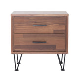 ZNTS Walnut 2-Drawer Accent Table with Hairpin Legs B062P181398