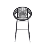 Ferrara Outdoor Patio Black Faux Wicker Barstool, Set of 2 N775P266222B